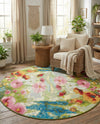 Seaside Blooms Collection Area Rug -  Amalfi Round Multi  lifestyle 13