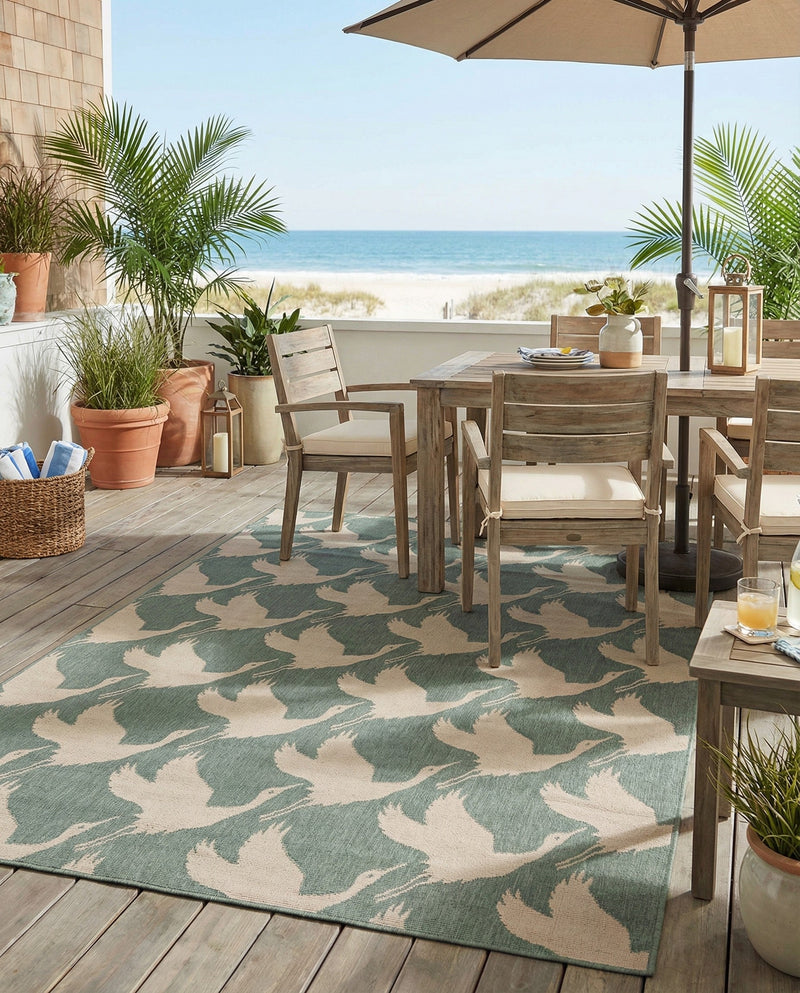 Seaside Haven Rugs Collection Area Rug -  Pelican Rectangle Stone Blue  lifestyle 3