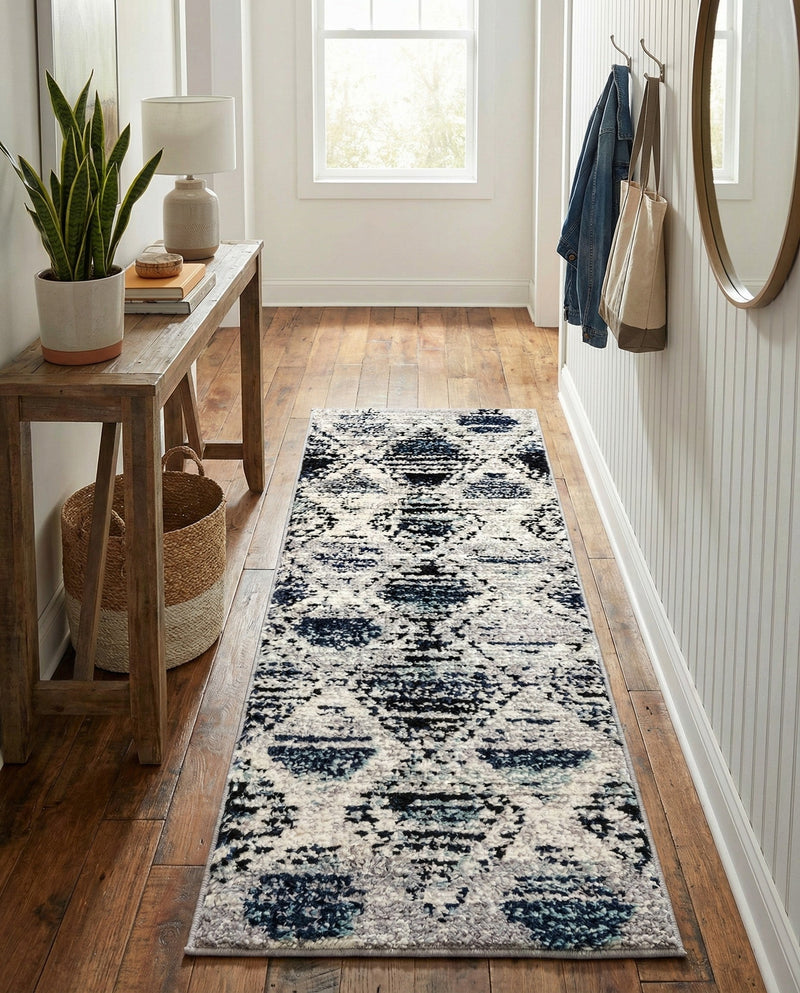Marrakech Mosaic Collection Area Rug -  Atlas Runner Blue Gray  lifestyle 32