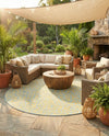 Savannah Escape Collection Area Rug -  Amazon (Blue Yellow) Round Blue Yellow  lifestyle 37