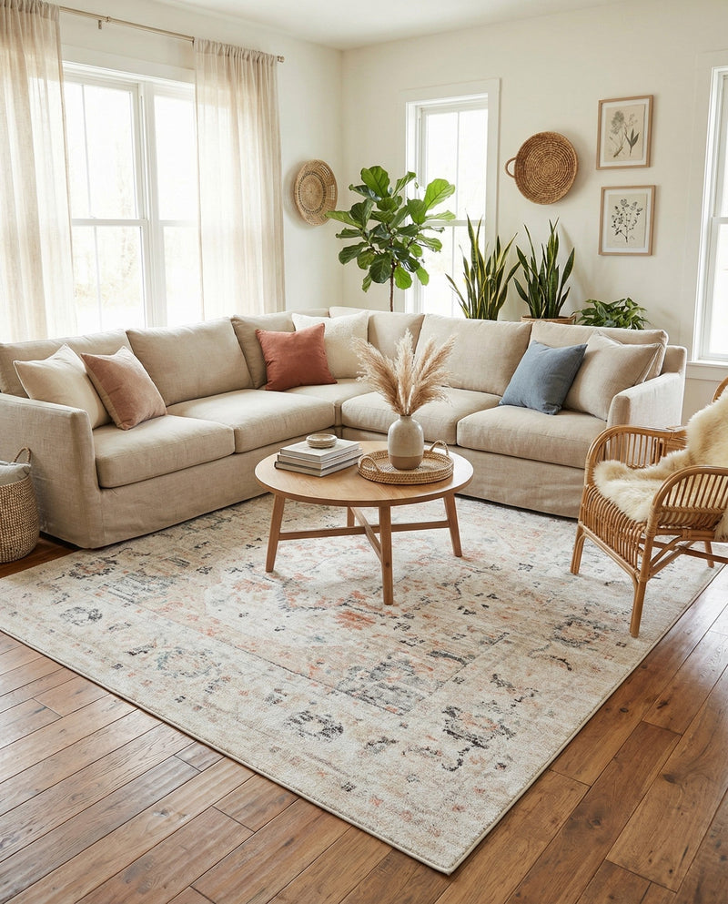 Parisian Elegance Collection Area Rug - Versailles (Ivory) Square Ivory  lifestyle 79