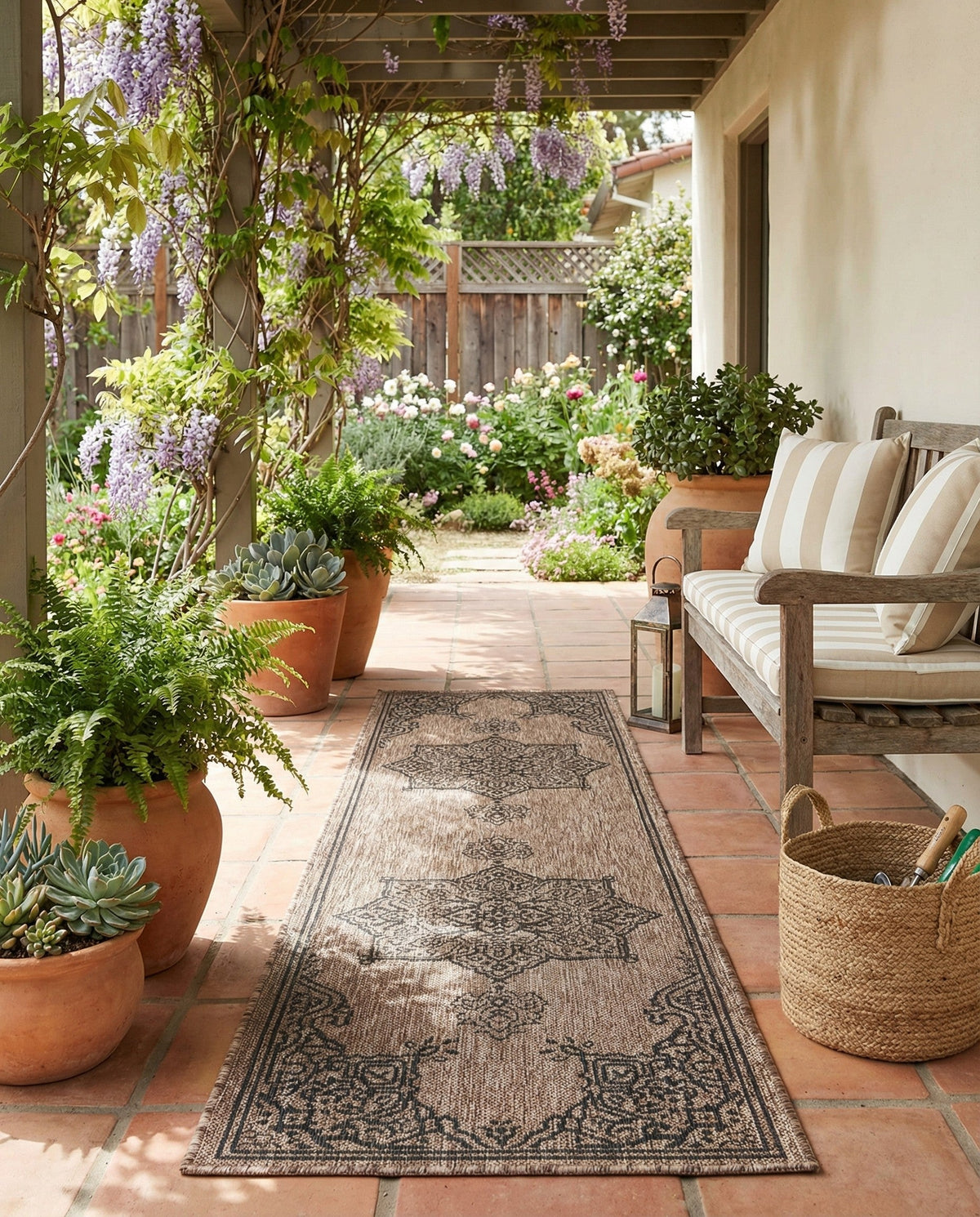 Patio Heritage Collection Area Rug -  Charleston (Beige) Runner Beige  lifestyle 78