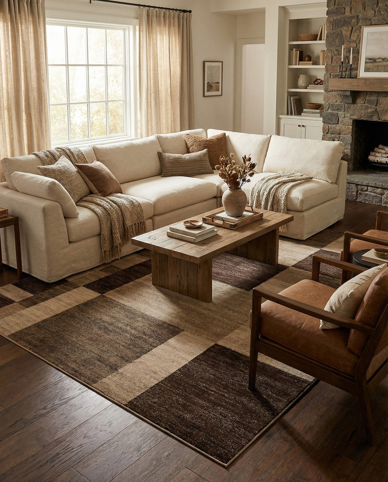 Autumn Meadow Collection Area Rug -  Sycamoreside (Light Brown) Rectangle Light Brown  lifestyle 8