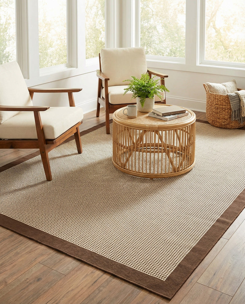 Terrace Fringe Collection Area Rug - Oceanside Rectangle Brown  lifestyle 11