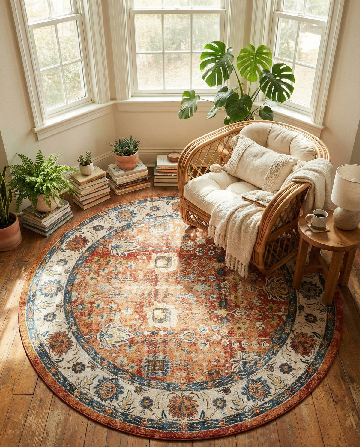 Eden Oasis Collection Area Rug -  Haven Round Terracotta  lifestyle 86