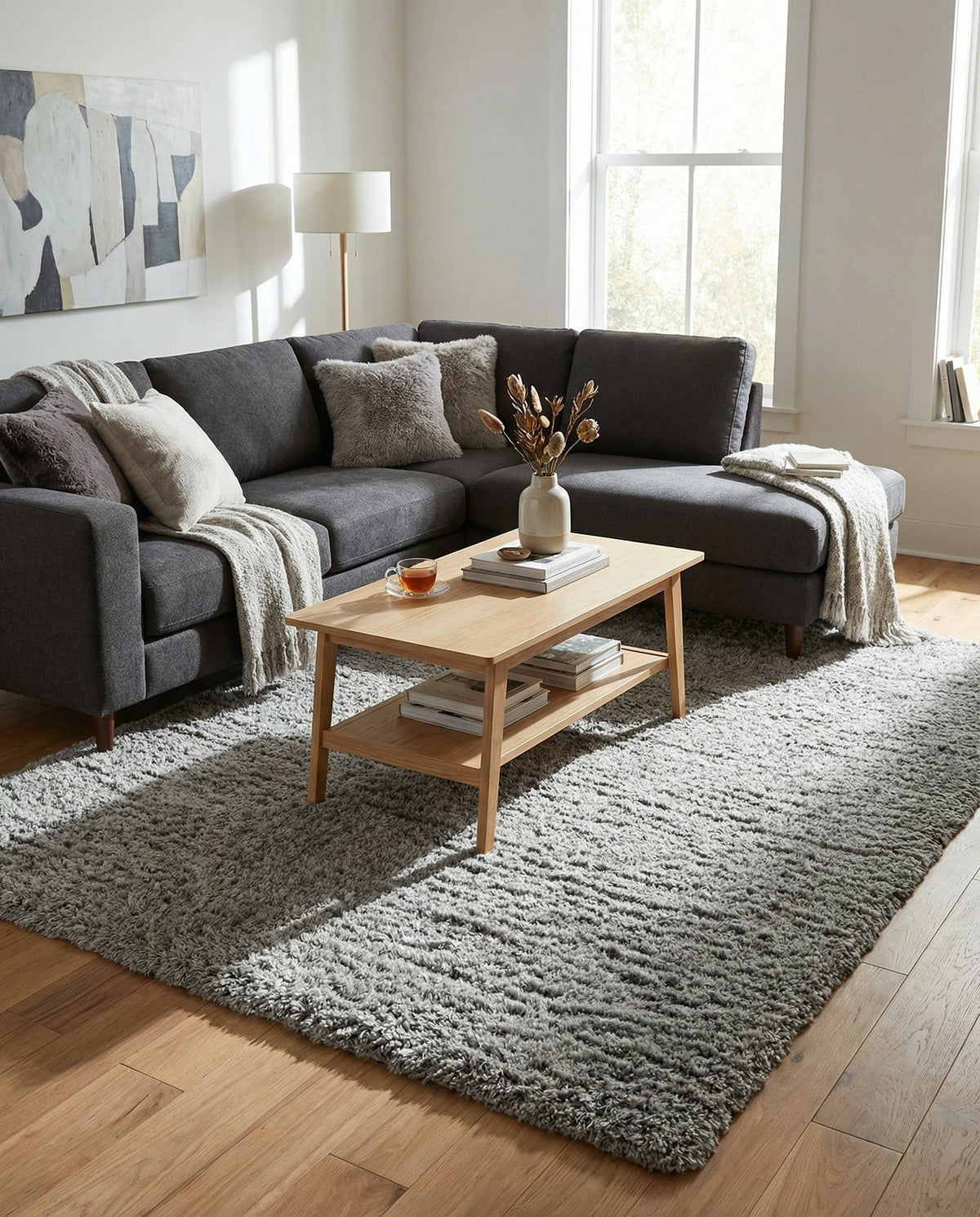 Eternal Plush Oasis Collection Area Rug -  Tranquility (Ash) Rectangle Ash  lifestyle 7