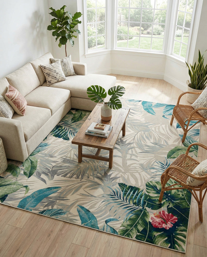 Seaside Blooms Collection Area Rug -  Paradise Rectangle Multi  lifestyle 9