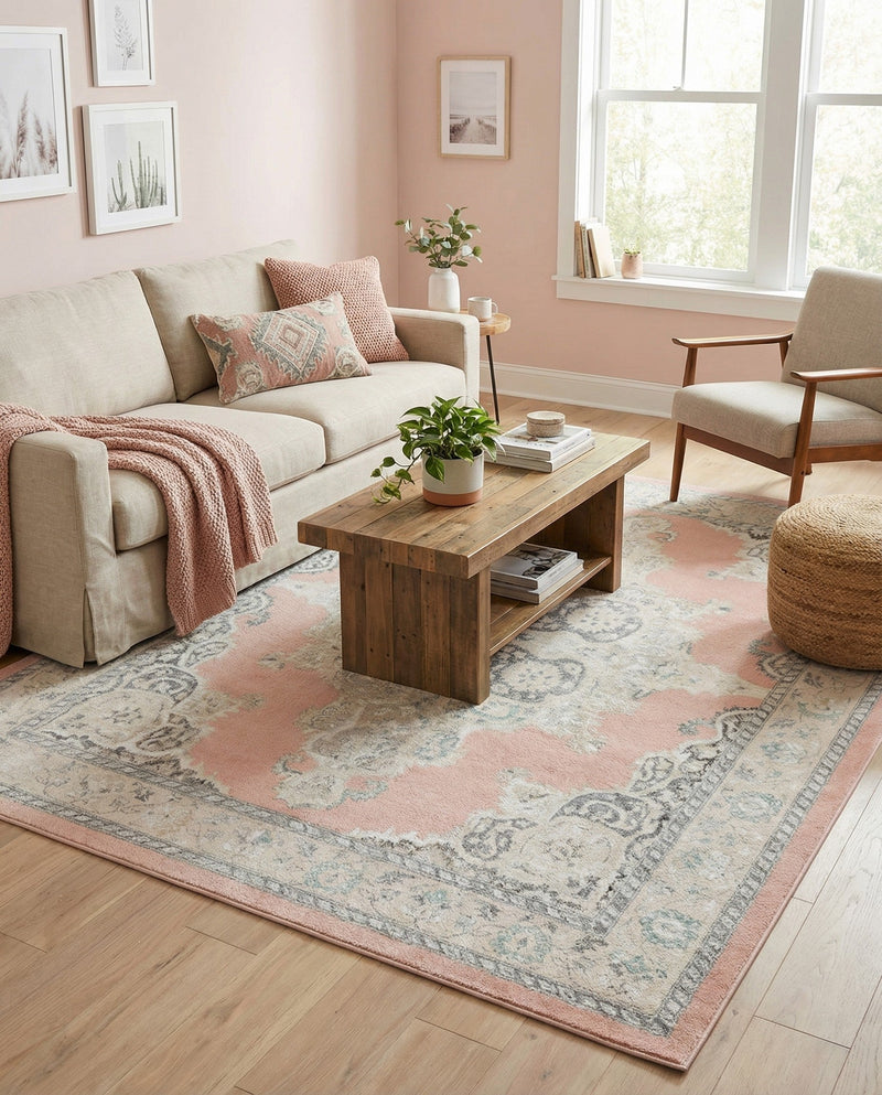 Beverly Grove Collection Area Rug -  Fairfax (Rose) Rectangle Rose  lifestyle 12