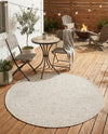 Tribal Terrace Treasures Collection Area Rug - Mayan Marina (Light Gray) Round Light Gray  lifestyle 24