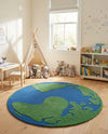 Whimsy Wonders Wool Collection Area Rug -  Island Round Blue and Green  lifestyle 6