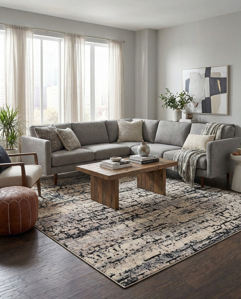 Santa Fe Trails Collection Area Rug -  Chaparral Rectangle Gray  lifestyle 12