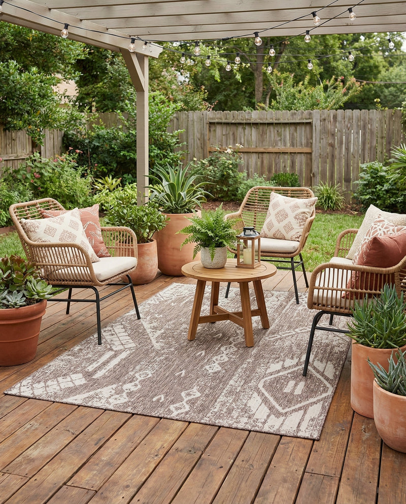 Desert Nomad Terrace Collection Area Rug - Sahara (Brown) Rectangle Brown  lifestyle 25