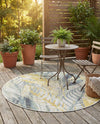 Seaside Blooms Collection Area Rug -  Blossom Round Gray Ivory Yellow  lifestyle 75