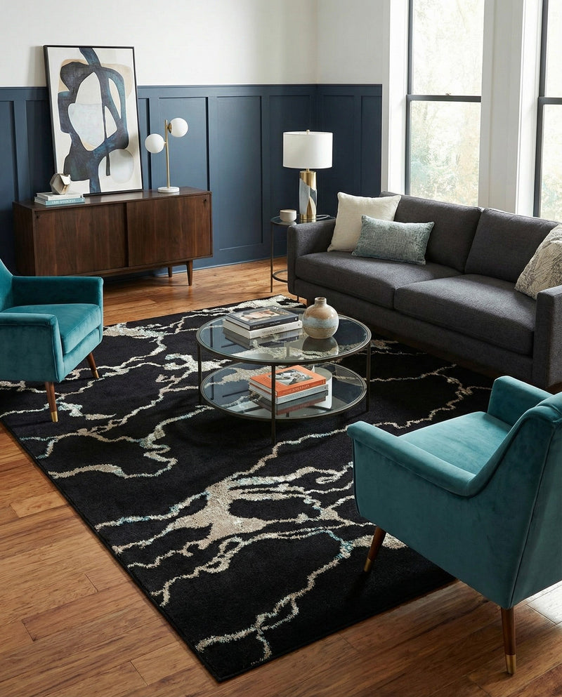 Brighton Terrace Collection Area Rug -  Aldrington Rectangle Navy Blue  lifestyle 6