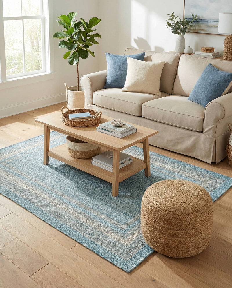 Terrace Fringe Collection Area Rug - Veranda (Aquamarine) Rectangle Aquamarine  lifestyle 5