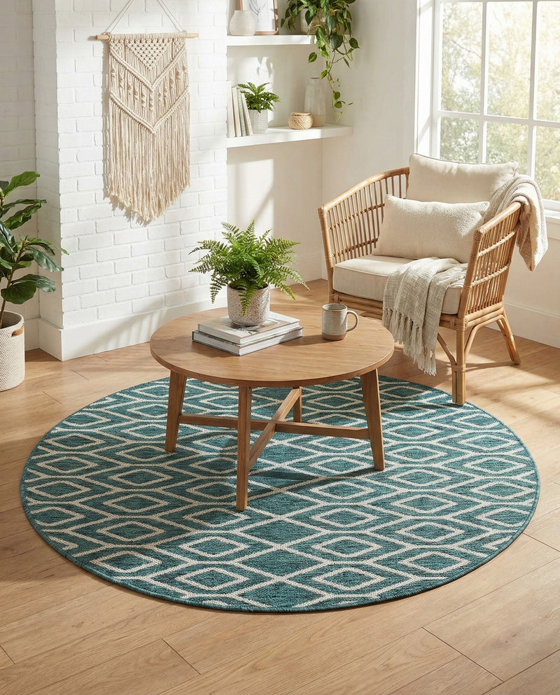 Urban Oasis Rugs Collection Area Rug -  Boulevard (Teal) Round Teal  lifestyle 17
