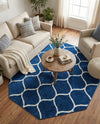 Trellis Mosaic Collection Area Rug -  Pergolatown (Navy Blue) Octagon Navy Blue  lifestyle 40