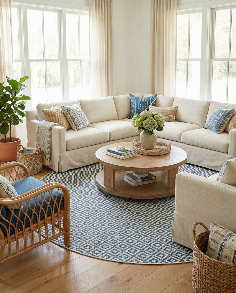 Urban Oasis Rugs Collection Area Rug -  Rooftop (Blue) Round Blue  lifestyle 63