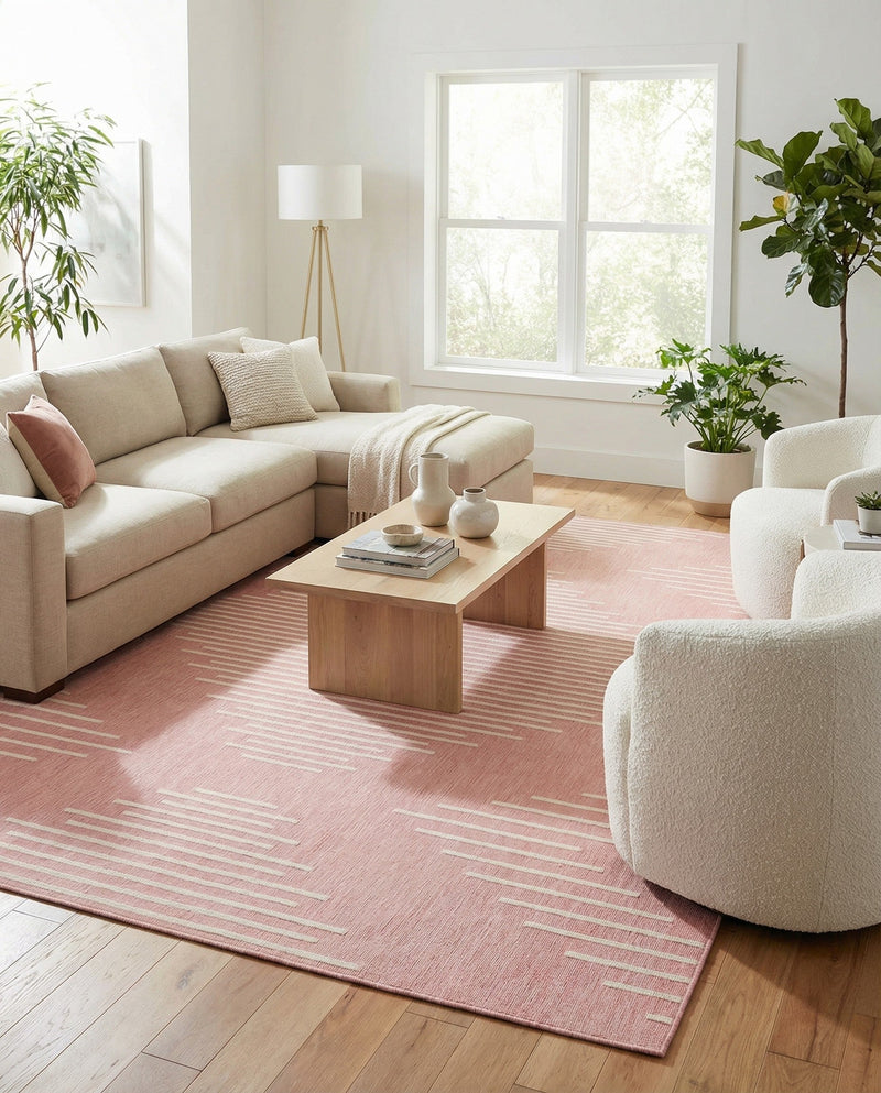 Urban Terrace Collection Area Rug -  Chelsea (Pink) Rectangle Pink  lifestyle 13