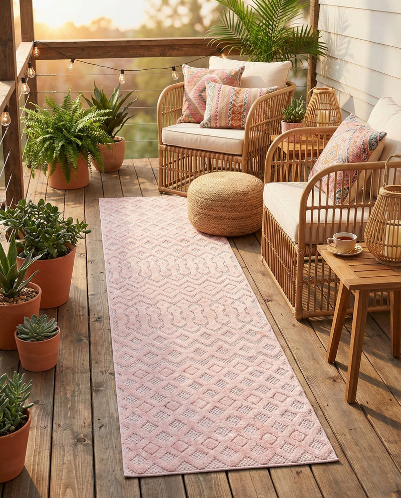 Garden Lattice Charm Collection Area Rug -  Pergola (Pink) Runner Pink  lifestyle 50