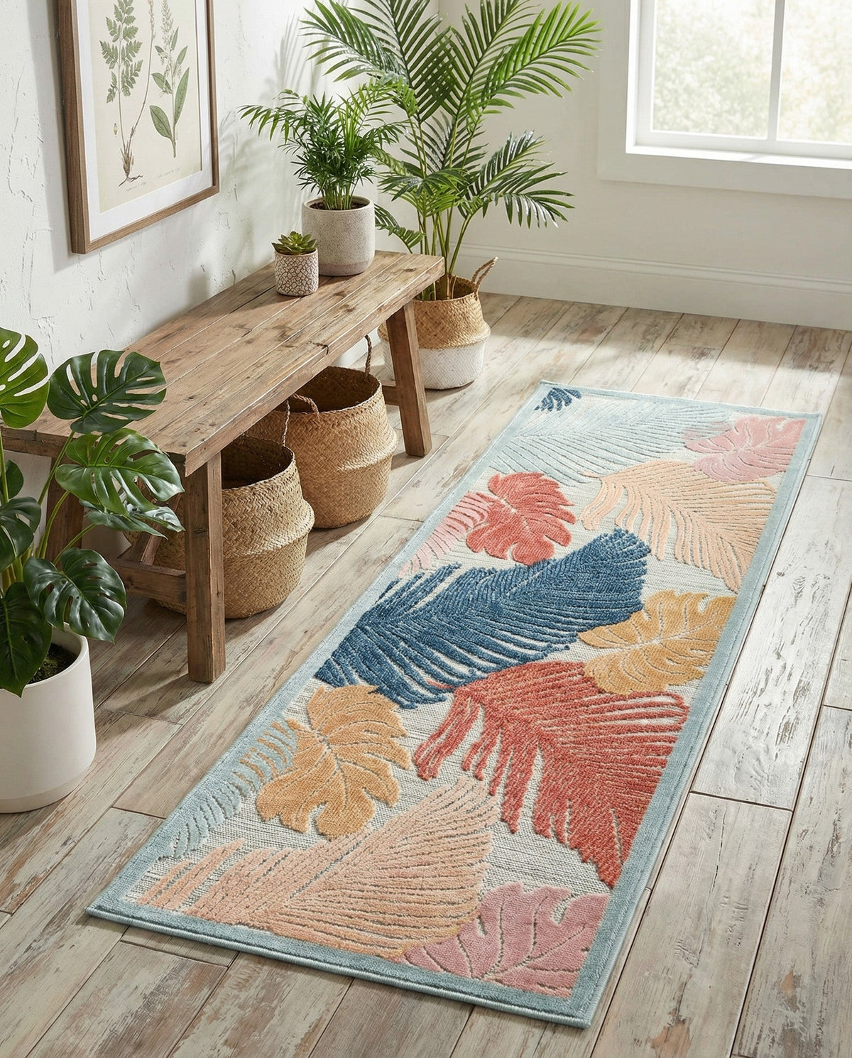 Seaside Blooms Collection Area Rug -  Tranquil Runner Multi  lifestyle 110