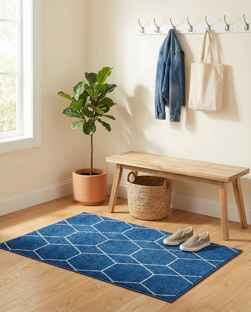 Trellis Mosaic Collection Area Rug - Arborville (Navy Blue) Rectangle Navy Blue  lifestyle 15