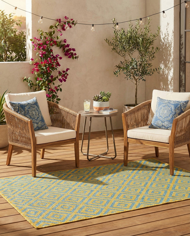 Urban Oasis Rugs Collection Area Rug -  Rooftop (Yellow and Aqua) Rectangle Yellow and Aqua  lifestyle 22