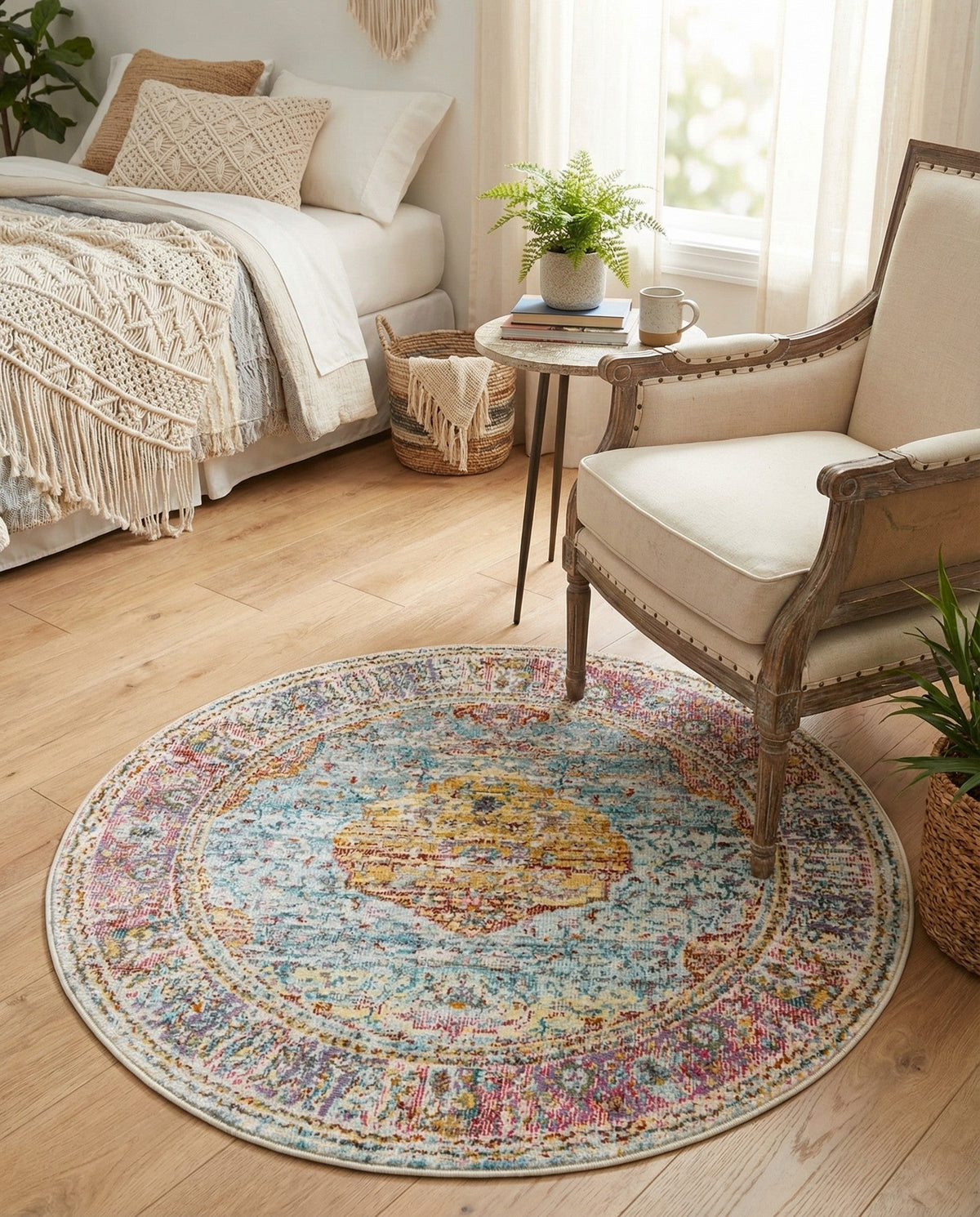 Caribbean Breeze Collection Area Rug -  Vieques Round Light Blue  lifestyle 145