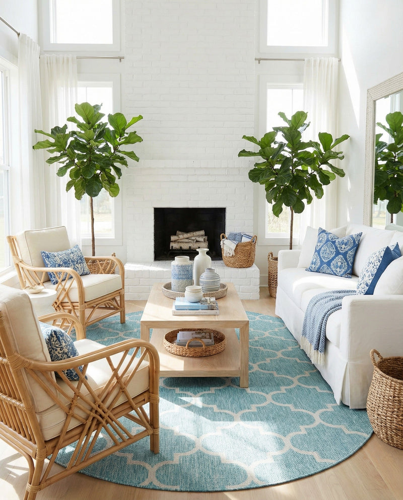 Savannah Pergola Collection Area Rug - Arbor (Aquamarine) Oval Aquamarine  lifestyle 70