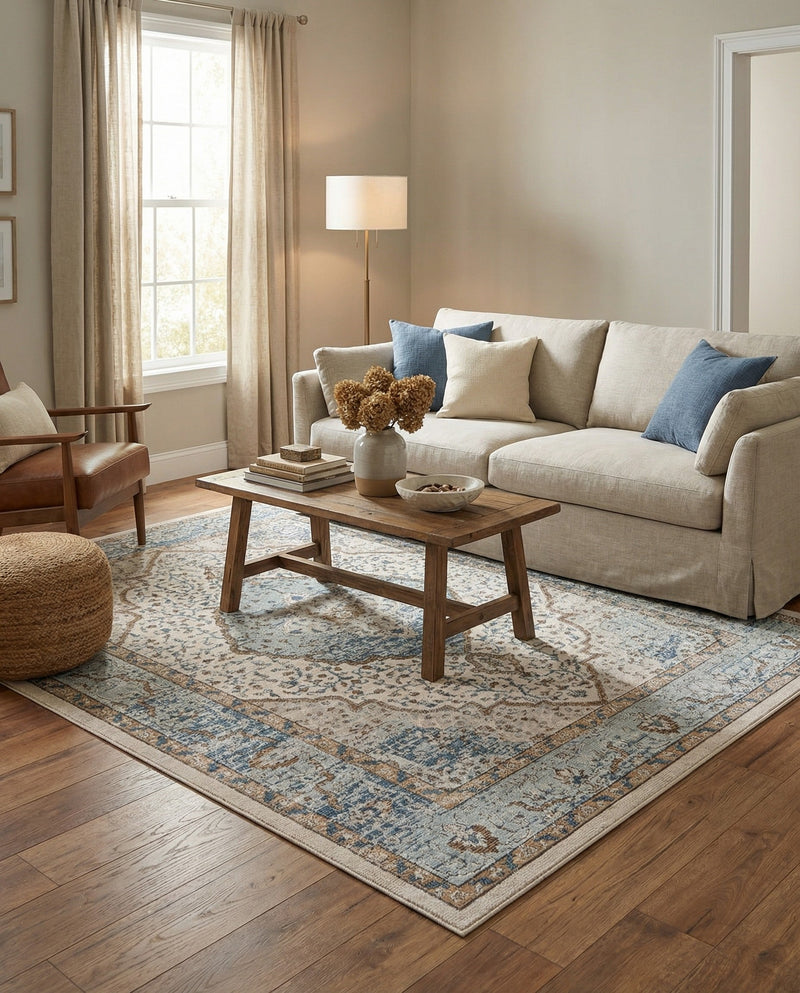 Mykonos Manor Collection Area Rug - Delos Rectangle Blue  lifestyle 40