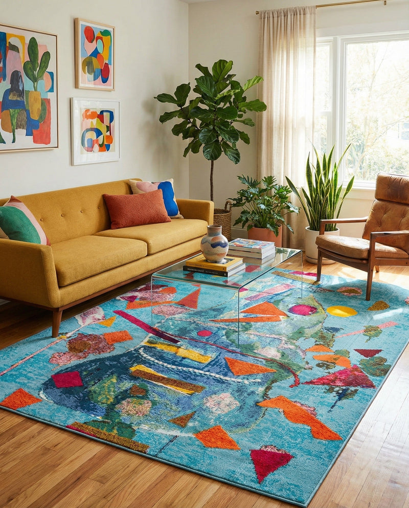 Colorburst Oasis Collection Area Rug -  Fresco Rectangle Aqua  lifestyle 3