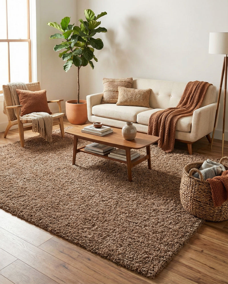 Plush Oasis Collection Area Rug - Serenity (Sandy Brown) Rectangle Sandy Brown  lifestyle 3