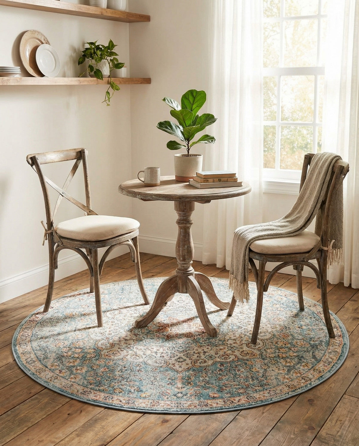 Coastal Haven Collection Area Rug - Seabreeze (Blue) Round Blue  lifestyle 81