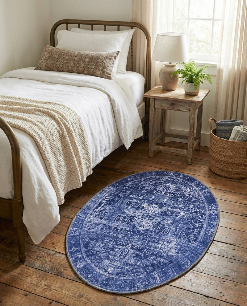 Heritage Elegance Collection Area Rug -  Windsor (Navy Blue) Oval Navy Blue  lifestyle 36