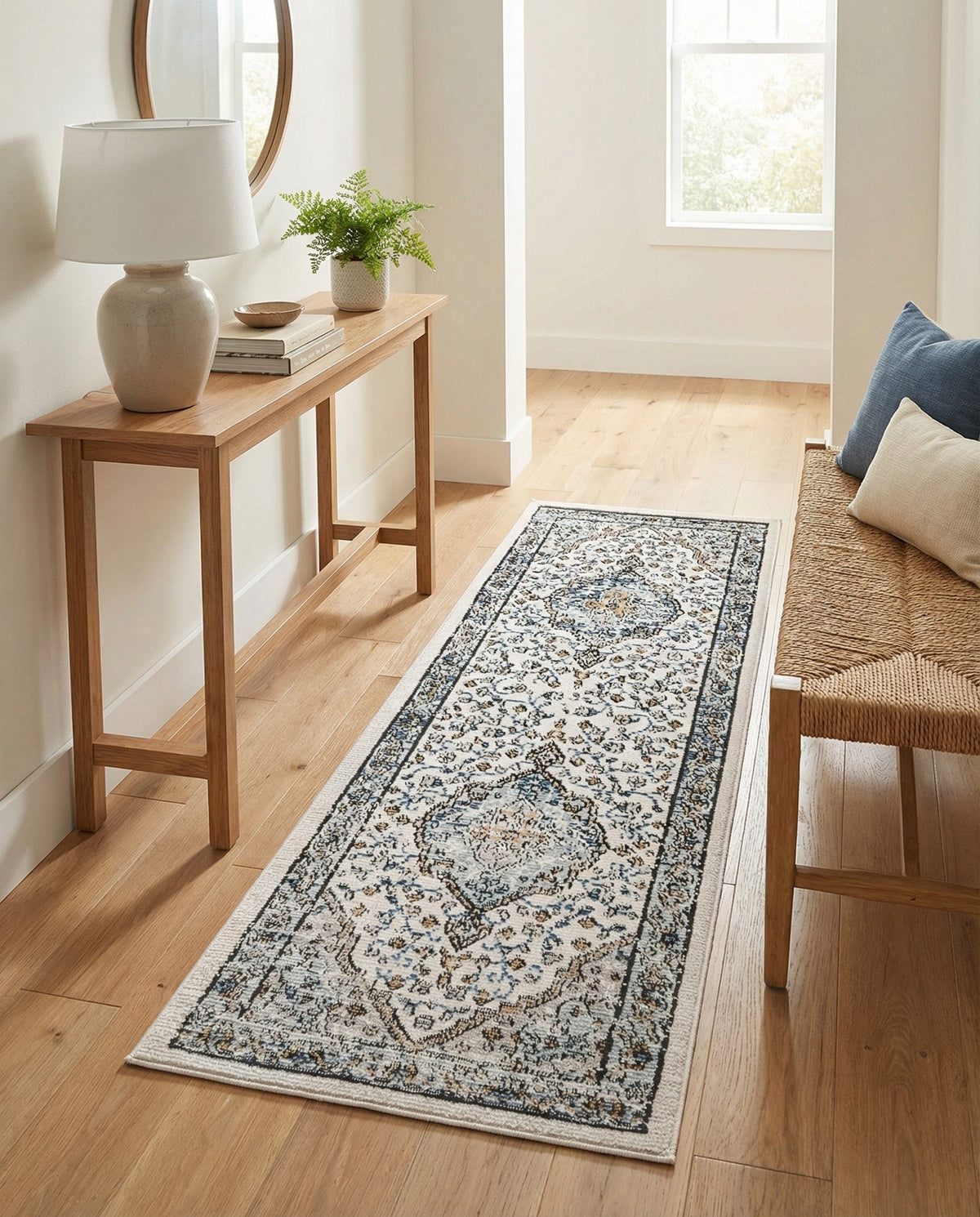 Mykonos Manor Collection Area Rug - Delos Runner Blue  lifestyle 148