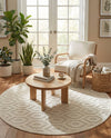 Garden Lattice Charm Collection Area Rug - Arbor (Ivory) Round Ivory  lifestyle 41