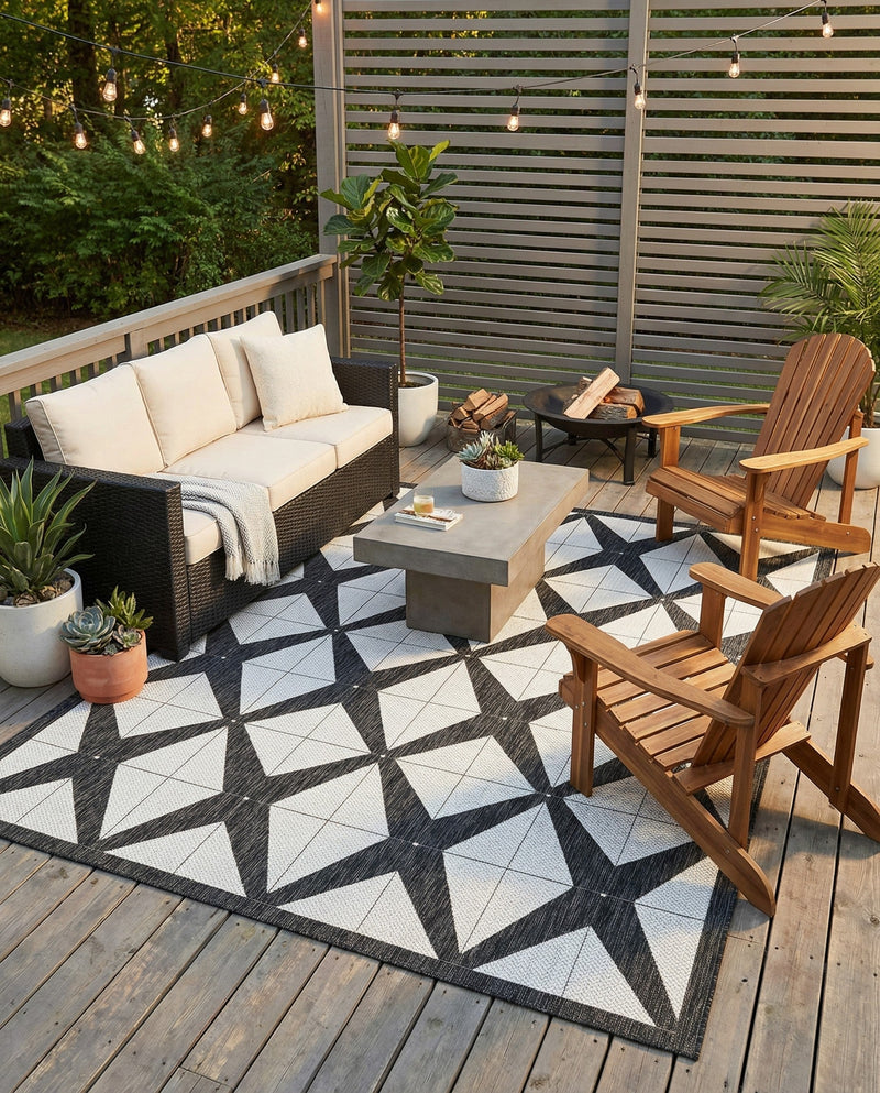 Urban Terrace Collection Area Rug -  Hudson Rectangle Black and White  lifestyle 19