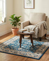 Casablanca Tapestry Collection Area Rug -  Marrakech (Egyptian Blue) Square Egyptian Blue  lifestyle 42