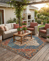 Patio Heritage Collection Area Rug -  Grove Square Navy Blue and Rust Red  lifestyle 69