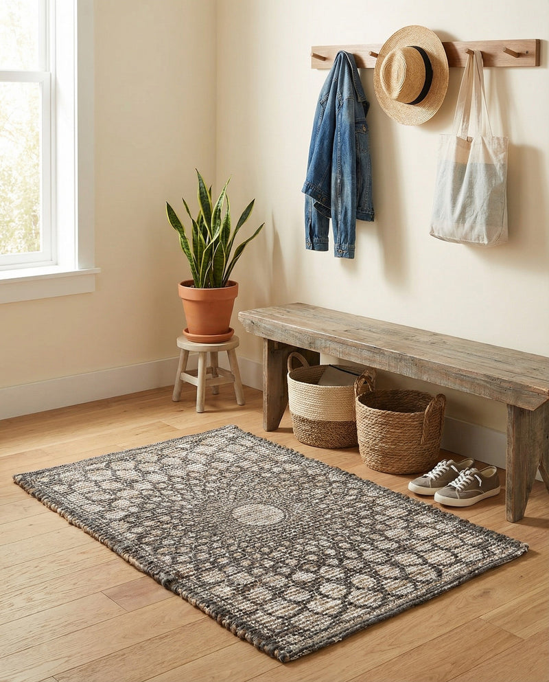 Savannah Threads Collection Area Rug -  Serengeti Rectangle Charcoal and Ivory  lifestyle 3