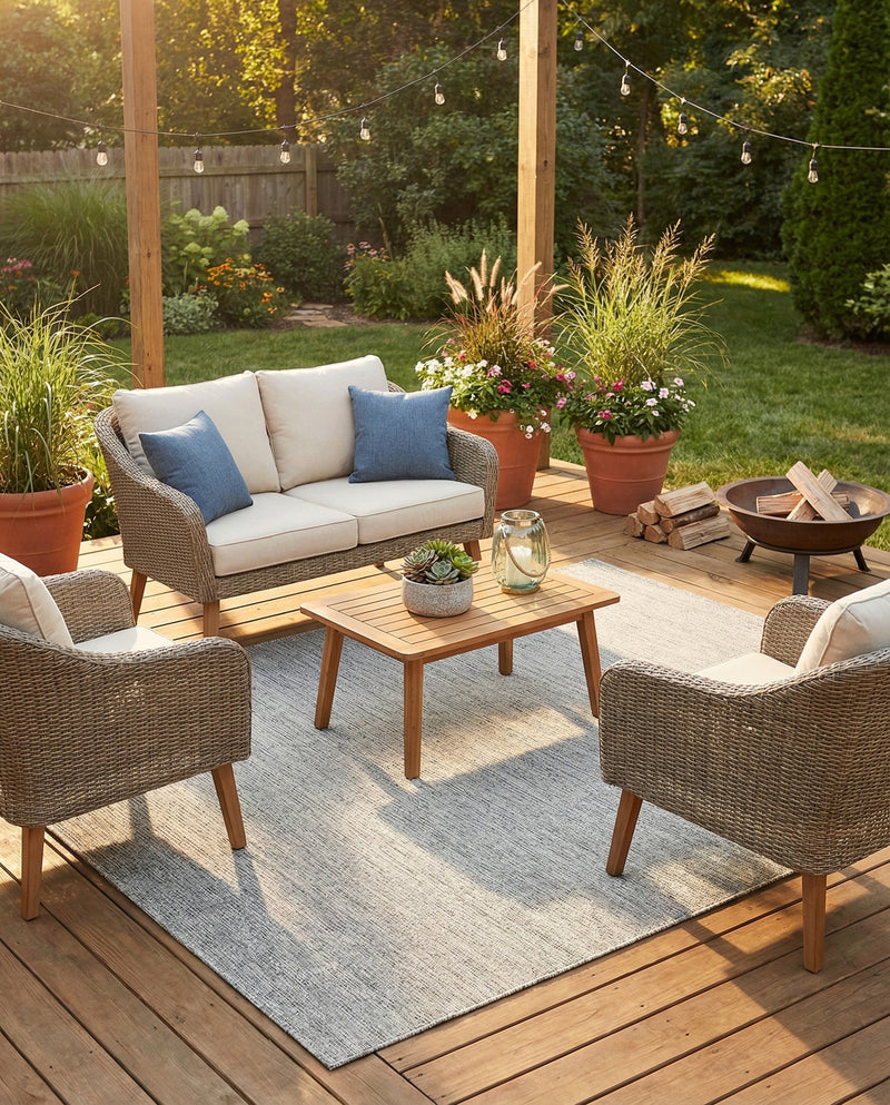 Seaside Serenity Collection Area Rug - Veranda (Light Gray) Rectangle Light Gray  lifestyle 14