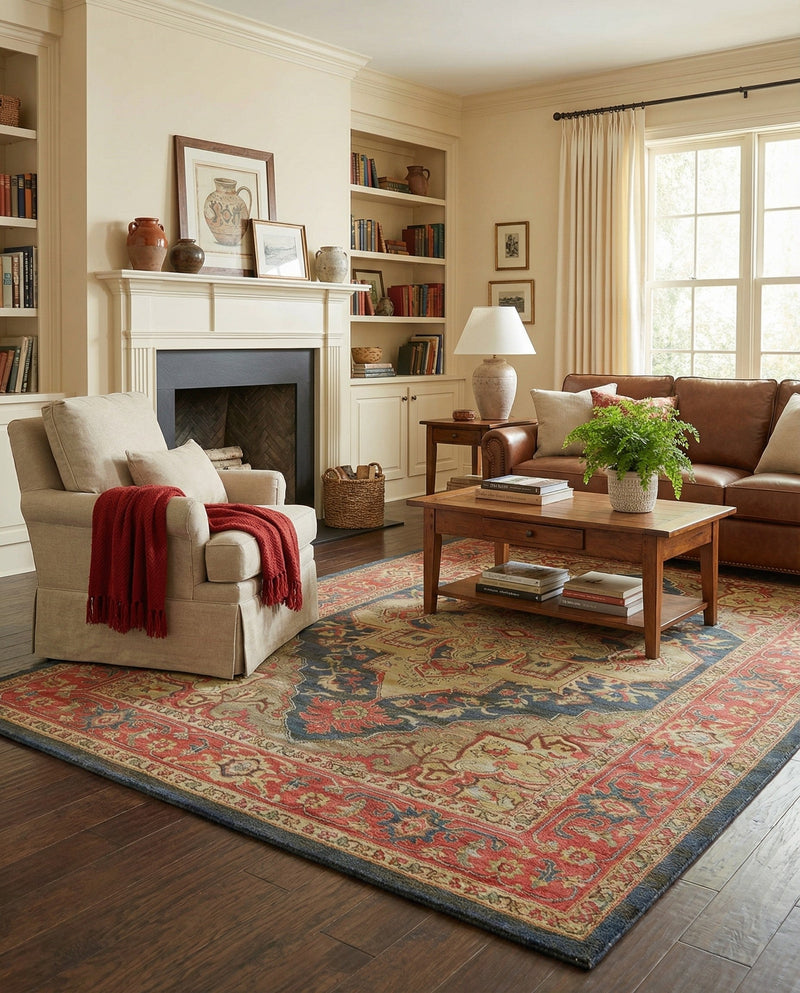 Persian Elegance Collection Area Rug -  Golestan Rectangle Navy Blue  lifestyle 16