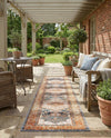 Patio Heritage Collection Area Rug -  Courtyard Runner Navy Blue and Light Pink  lifestyle 70