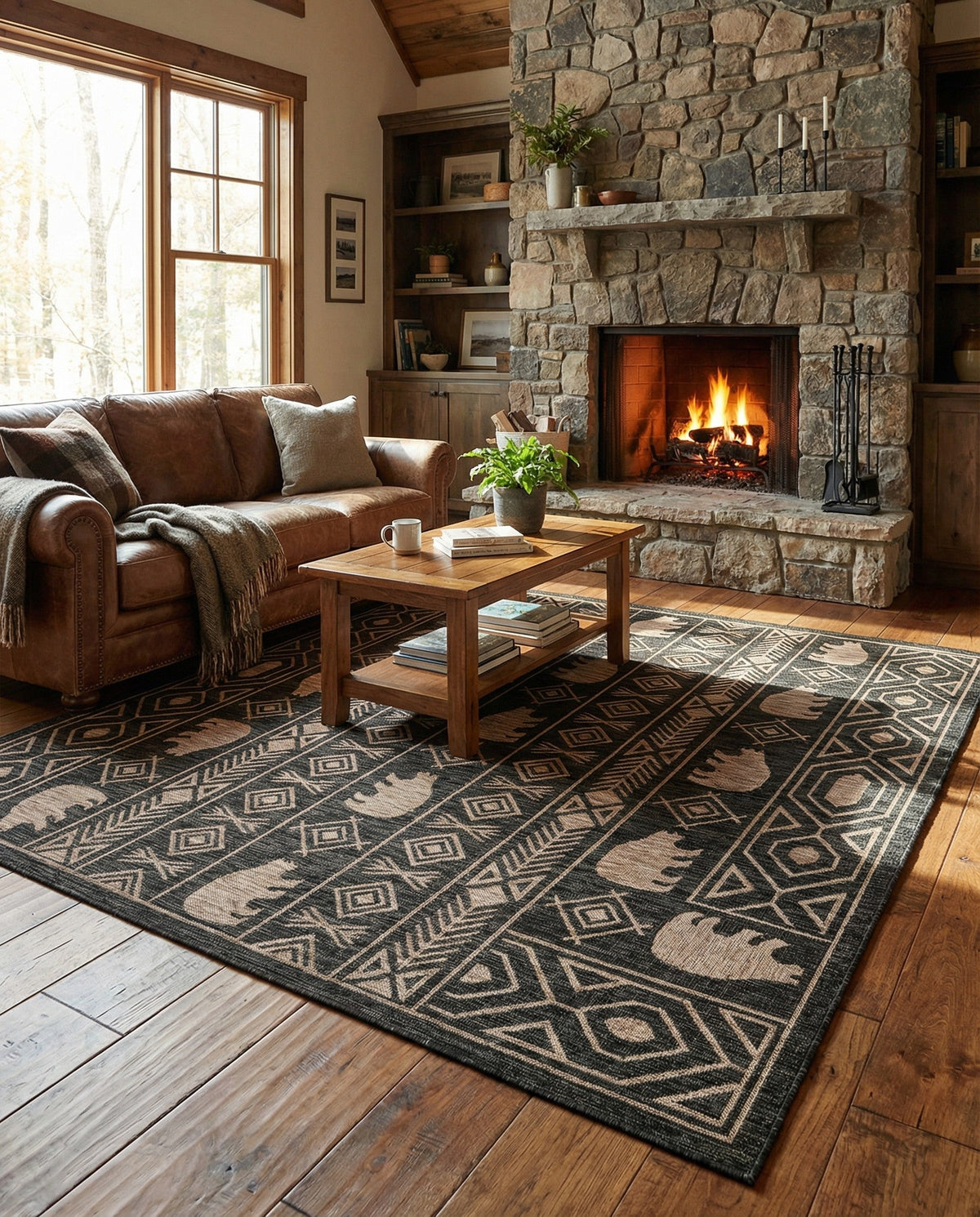 Mesa Oasis Rugs Collection Area Rug - Sundown Square Black  lifestyle 101