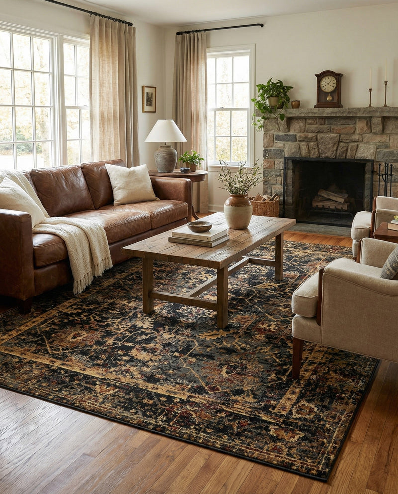Neptune Elegance Collection Area Rug -  Galatea (Black) Rectangle Black  lifestyle 4