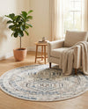 Savannah Elegance Collection Area Rug -  Tybee (Gray Blue) Round Gray Blue  lifestyle 77