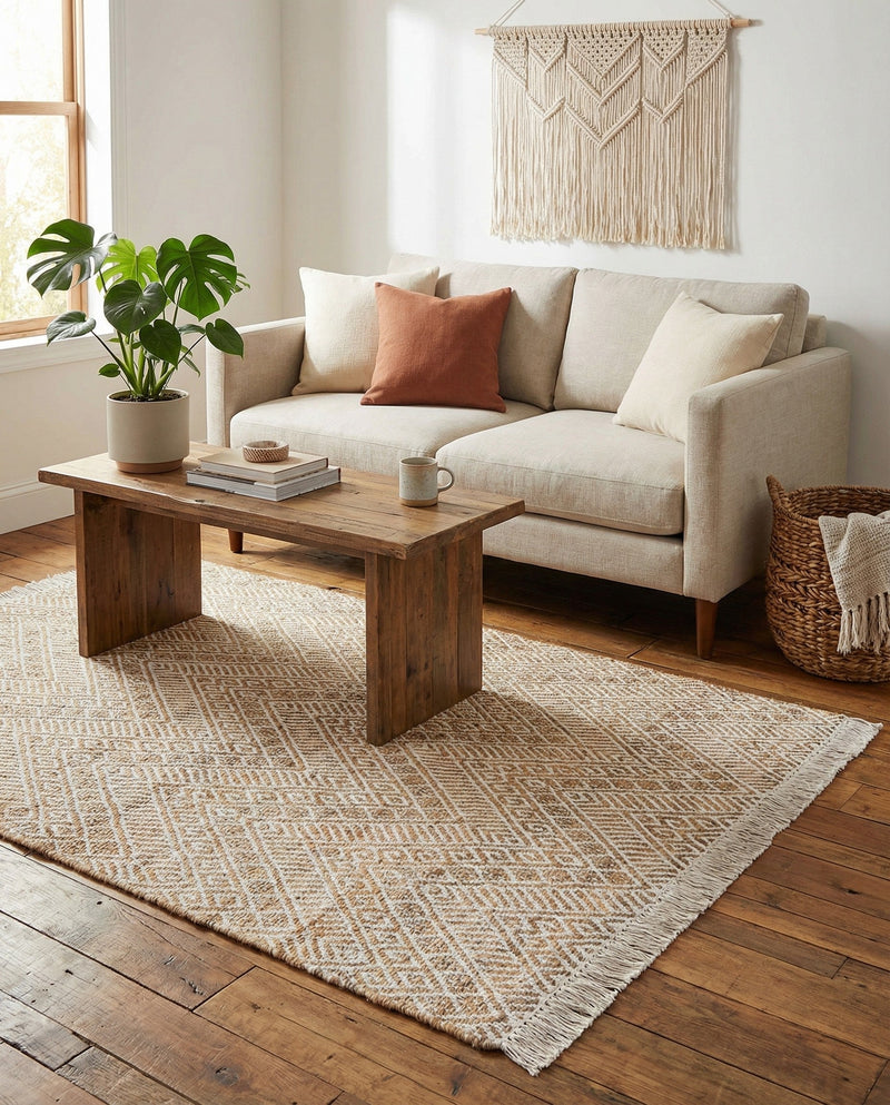 Woven Seaside Jute Collection Area Rug - Oia Rectangle White and Natural  lifestyle 31