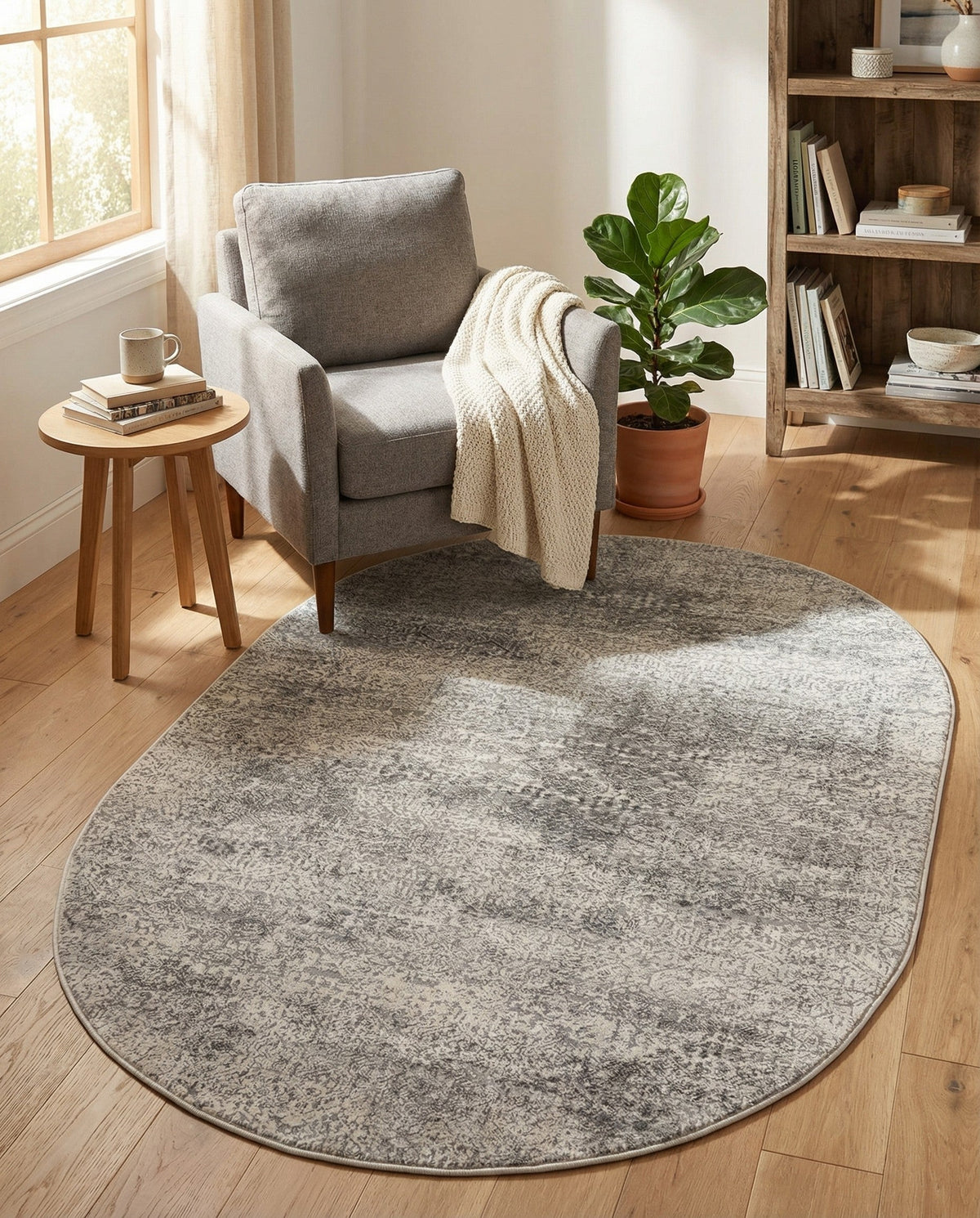 Bloomsbury Elegance Collection Area Rug -  Pimlico Oval Gray  lifestyle 94