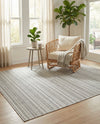 Seaside Stripes Collection Area Rug -  Boardwalk (Beige) Square Beige  lifestyle 71