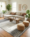 Mediterranean Lattice Collection Area Rug -  Casablanca (Ivory and Gray) Rectangle Ivory and Gray  lifestyle 15